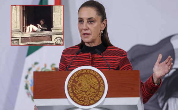 Sheinbaum admite que mujer sí tomó el sol desde ventana de Palacio Nacional; ya fue sancionada